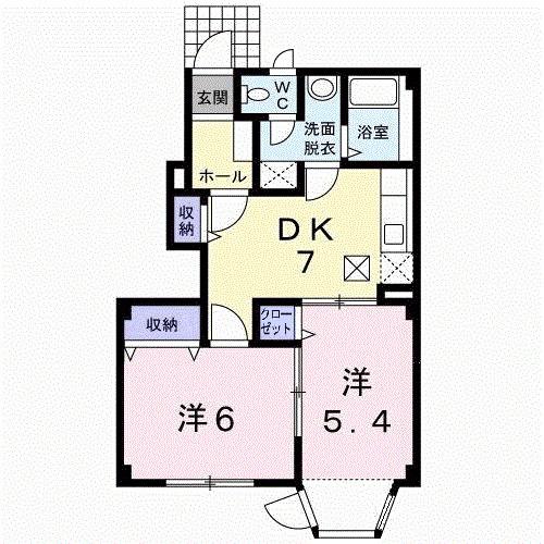 セレーノ(2DK/1階)の間取り写真
