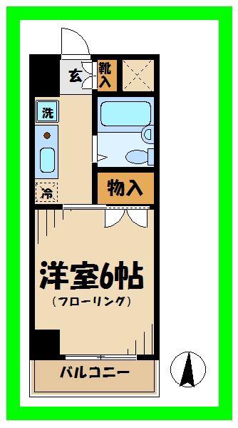 青祥ヒルズ(1K/4階)の間取り写真