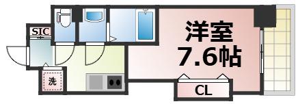 LUXE玉造II(1K/13階)の間取り写真