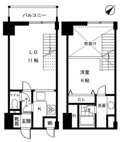 ベイサイドハウス(1LDK/6階)の間取り写真