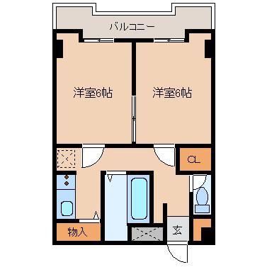 メゾン大和7号館(2K/6階)の間取り写真
