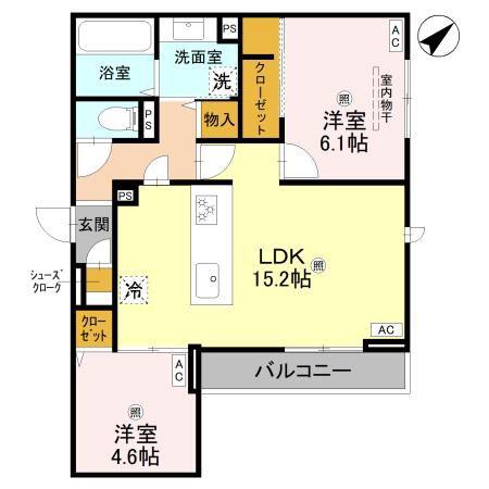 ラ メゾン ピック 中百舌鳥II(2LDK/3階)の間取り写真