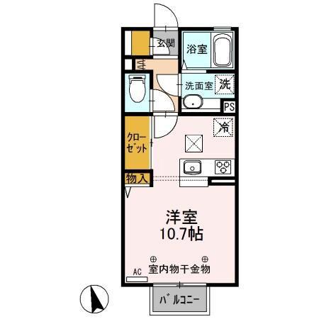 アポロン(ワンルーム/1階)の間取り写真