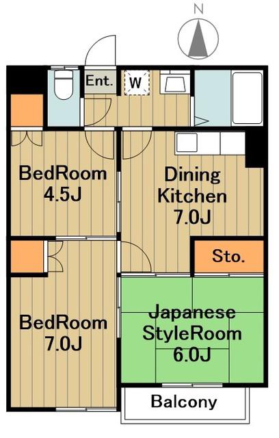 サンヒルズマンション(3DK/1階)の間取り写真