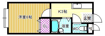 グリーンヒル110(1K/1階)の間取り写真