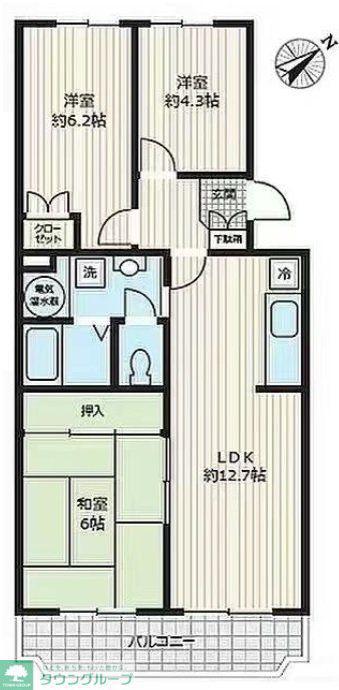 藤和入間コープ(3LDK/4階)の間取り写真