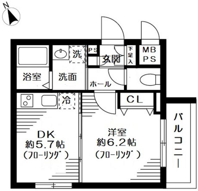 グリーニエ西新宿参番館(1DK/2階)の間取り写真