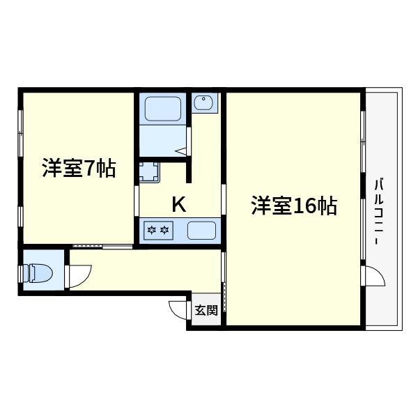 新川ビル(1LDK/3階)の間取り写真