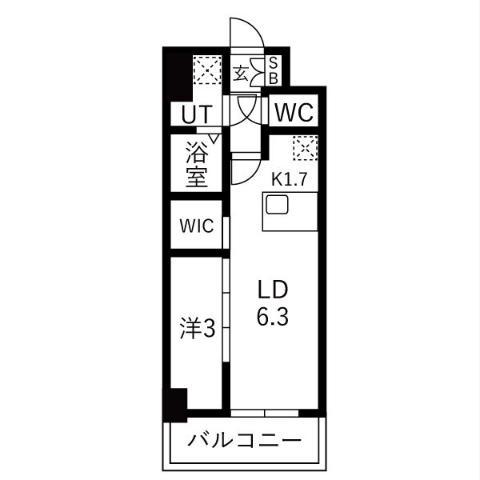 メイクスアート浄心(1LDK/3階)の間取り写真