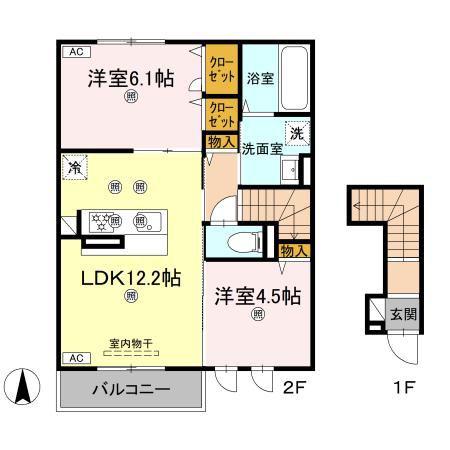 BENEII(2LDK/2階)の間取り写真
