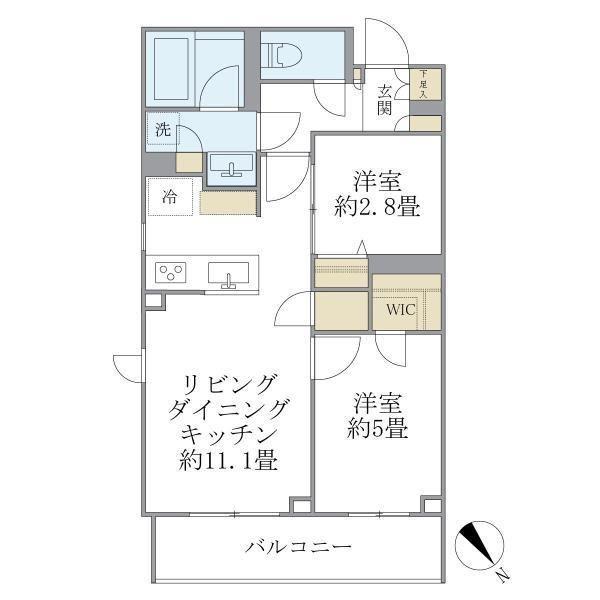 ラペルラ目黒東山2(2LDK/1階)の間取り写真