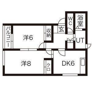 ビレッジ日蔭5号(2DK/2階)の間取り写真