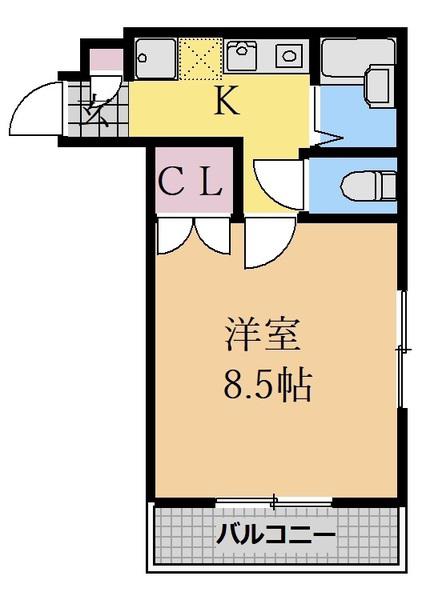 ヒルズ山花(1K/3階)の間取り写真