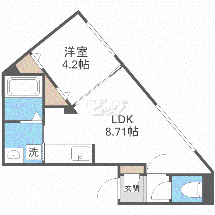 レジデンス菊水(1LDK/4階)の間取り写真