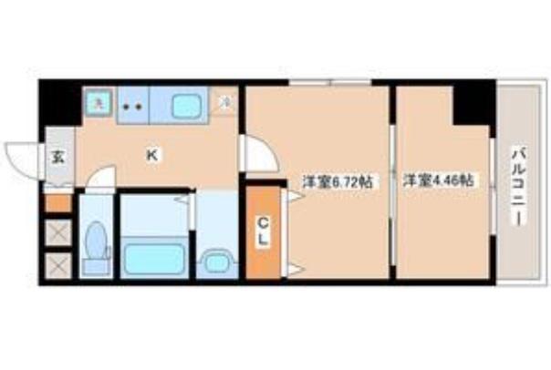 アスコット河原町駅前(2K/3階)の間取り写真