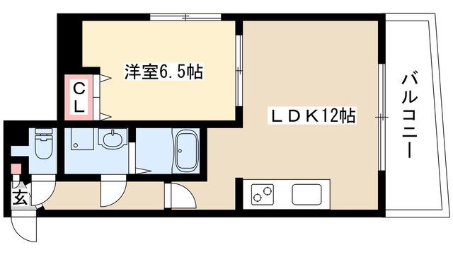 LA FACADE ラ・ファサード(1LDK/3階)の間取り写真