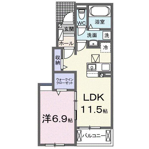 LA CASA MIA UNO(1LDK/1階)の間取り写真