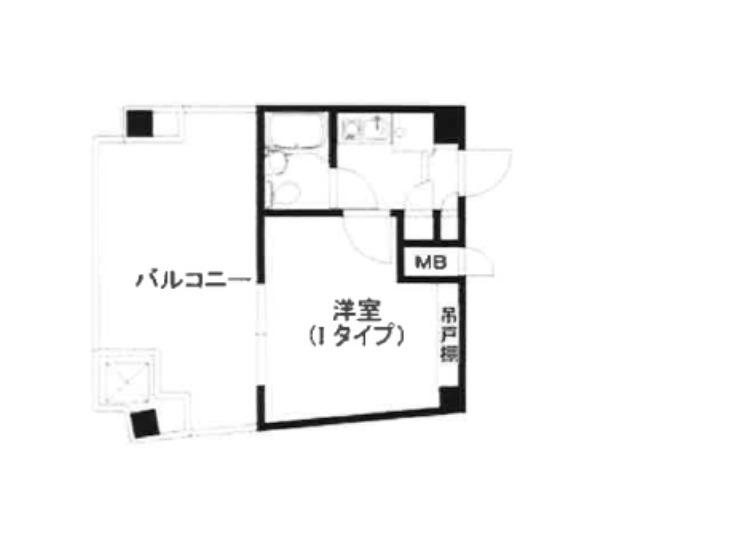 兎我野町聚楽マンション(1K/9階)の間取り写真