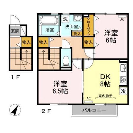 栄華セジュール(2DK/2階)の間取り写真