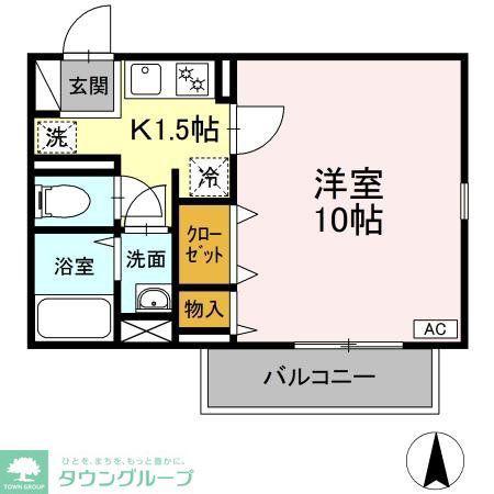 パークサイドコート(1K/2階)の間取り写真