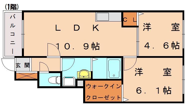 アルピーネ(2LDK/1階)の間取り写真