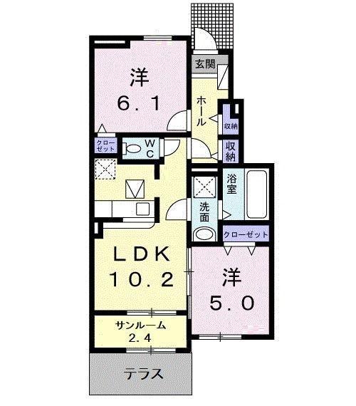 グレイシャス高尾3(2LDK/1階)の間取り写真