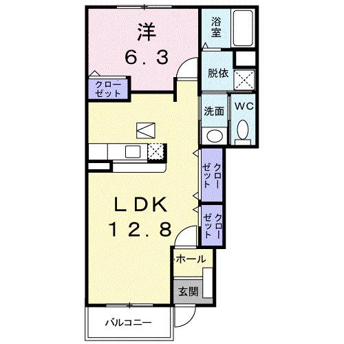 ベイサイドテラスII(1LDK/1階)の間取り写真