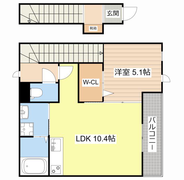 シャイン パレス(1LDK/2階)の間取り写真