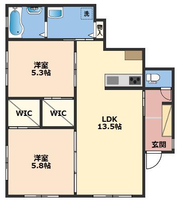 シャーメゾン重根ウエスト(2LDK/1階)の間取り写真