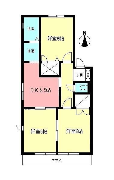 サンハイムA(3DK/1階)の間取り写真
