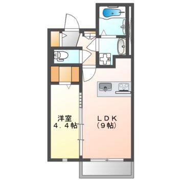ラシーネ内本町(1LDK/2階)の間取り写真