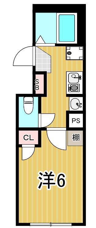 GARDENCOURTさくら通(1K/2階)の間取り写真