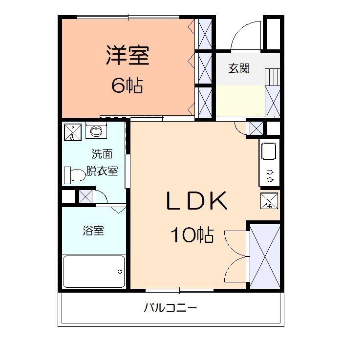 ヴィラ鴨宮(1LDK/2階)の間取り写真