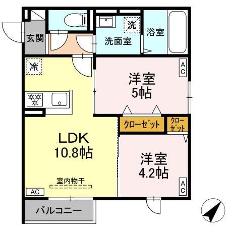 セレスティア南田中(2LDK/3階)の間取り写真