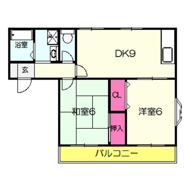 アムール南花田(2DK/1階)の間取り写真