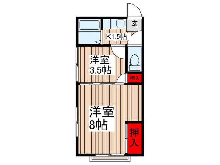 寺山ハイツII(2K/2階)の間取り写真