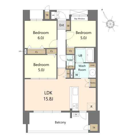 S-RESIDENCE愛宕サウス(3LDK/8階)の間取り写真