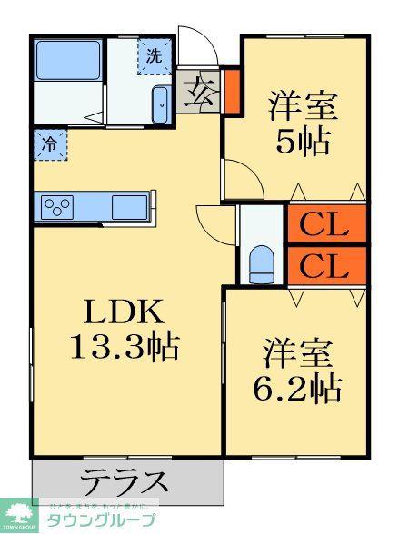 ソレイユ八幡(2LDK/1階)の間取り写真