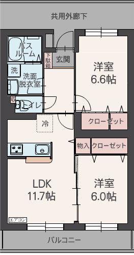 フェリーチェ(2LDK/1階)の間取り写真
