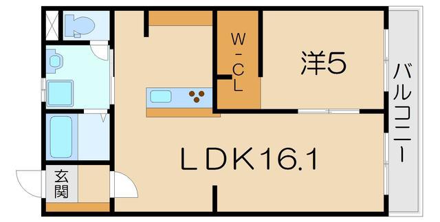 植木マンション(1LDK/2階)の間取り写真