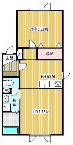 フェリジータII(1LDK/1階)の間取り写真