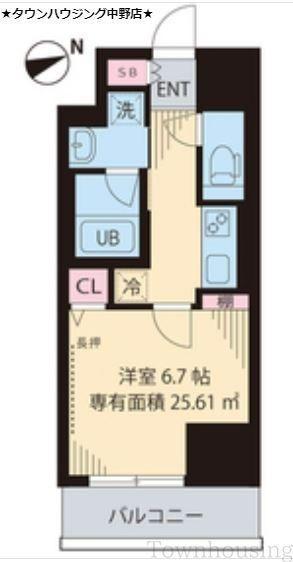 KーCREST(1K/6階)の間取り写真