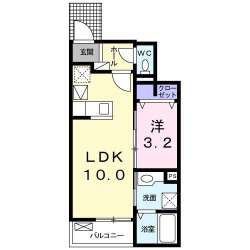 ラ・シルエラ(1LDK/1階)の間取り写真