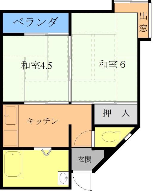 大高第1アパート(2K/2階)の間取り写真