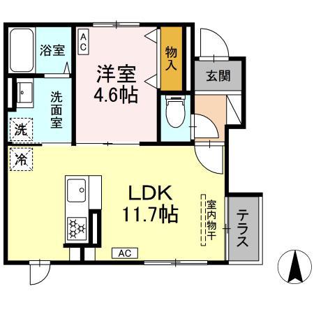 CHISE(1LDK/1階)の間取り写真
