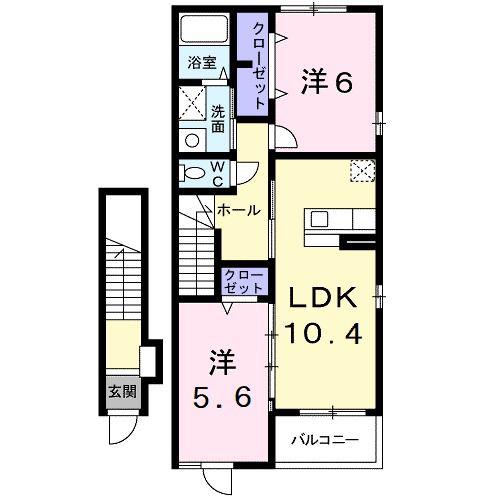 ベル・アンジュ(2LDK/2階)の間取り写真