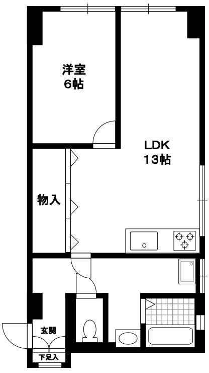 だるまやビル(1LDK/4階)の間取り写真