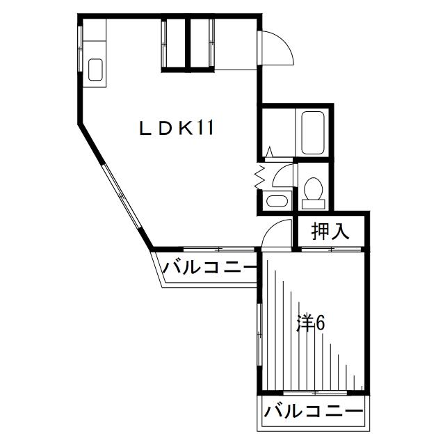 エクセレント中川(1LDK/2階)の間取り写真