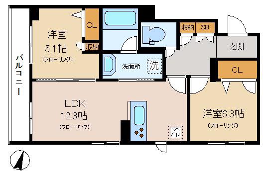 シャーメゾンステージ中野方南町(2LDK/3階)の間取り写真