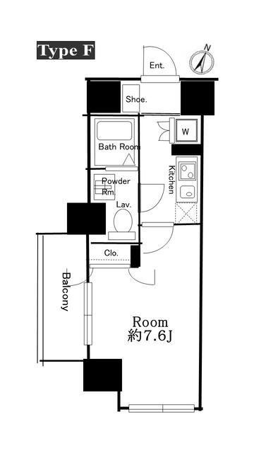 ドゥーエ国府台(1K/2階)の間取り写真